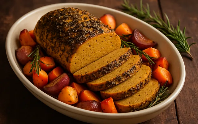 Assado de seitan com crosta de ervas